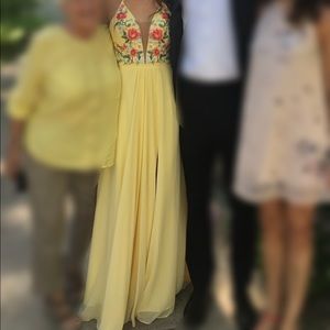 Yellow long prom dress